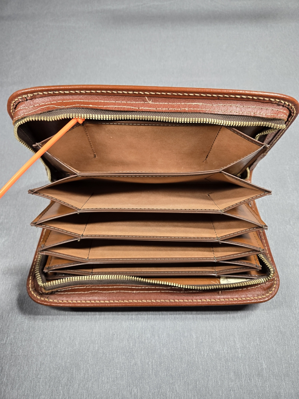 Vintage Carlton Leather Accordion Multi-Pocket Wallet Clutch Made in USA